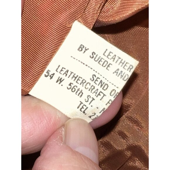 Vintage SHEEP MATES Cognac Leather Fitted Lined Vest Five Button Sz 8 - Picture 8 of 10
